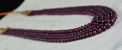 Certified Natural Unheated Ruby Beads Necklace 399 Ct Red Gemstone Statement 4mm