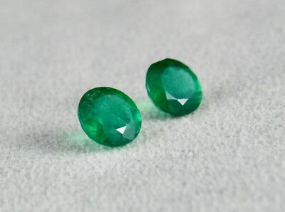Certified Natural Zambian Emerald Round Pair 4.41 Ct Loose Gemstone Earring