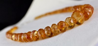 Natural Yellow Citrine Faceted Round Necklace For Party 509ct Beads Gemstone 1l