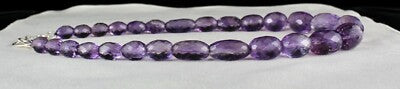 Natural Brazilian Amethyst Faceted Gemstone Necklace 582 Ct Beads Long