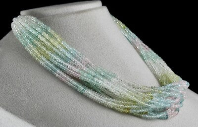 Certified Natural Multi Aquamarine 688ct Beads Faceted Necklace For Women