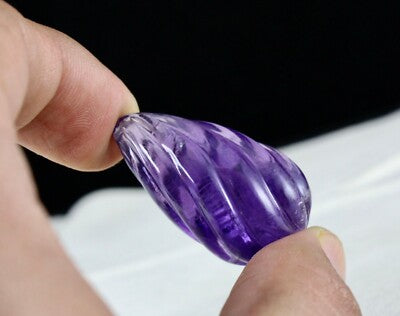 Natural Amethyst Melon Drops 88.85 Ct Carved Pendant Gemstone Designing