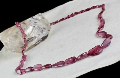 Certified 27" Long Natural Pink Tourmaline Beads 311 Ct Gemstone Necklace