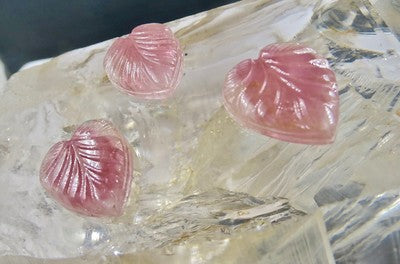 Natural Pink Tourmaline 37.65 Ct Carved Heart Gemstone Pendant Earring Ring