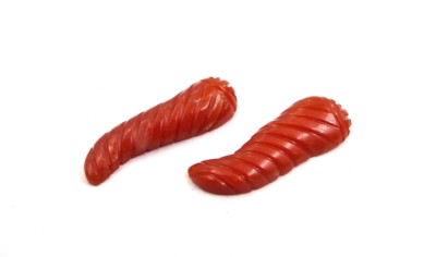 Natural Red Coral Carved Gemstone 26mm 18.44ct Earrings Pendant