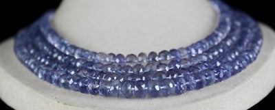 Certified Natural Iolite Beads Faceted Round Necklace 4 L 830 Ct Blue Gemstone
