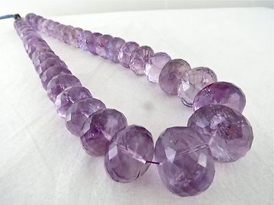 Natural Amethyst Faceted Round Gemstone Necklace 26mm 1852 Ct Big Brazilian Bead