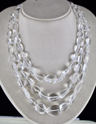 Natural Rock Crystal Quartz Gem Necklace 987 Ct Cabochon Beads Fashion