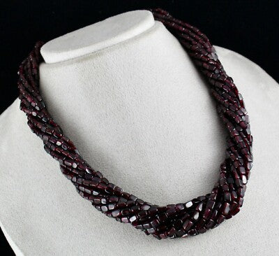 Natural Red Garnet Square Beads 10 L 1085 Cts Gemstone Fashion Necklace