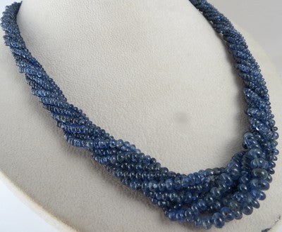 Certified Estate Natural Blue Sapphire Beads 464 Ct Sterling Silver Necklace