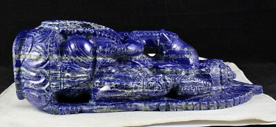 Certified Natural Lapis Lazuli Lord Ganesha 10" 21000 Ct Gemstone Decor Statue