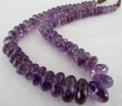 925 Ct Natural Amethyst Beads Faceted Gemstone Sterling Silver Necklace