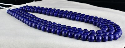 Certified Natural Blue Lapis Lazuli 11mm 1349ct 3line Beads Necklace