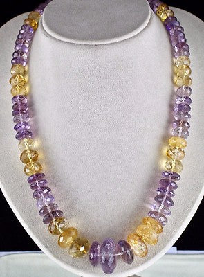 Natural Citrine Amethyst 875 Ct Faceted Beads Big Gemstone Fashion Necklace