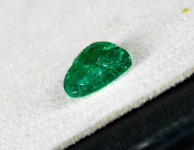 Certified Natural Zambian Emerald 3 Ct Carved Heart Loose Gemstone Ring