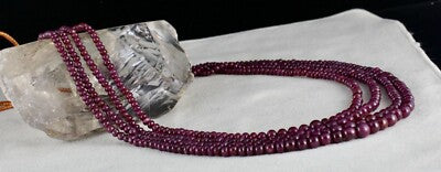 Certified Natural Ruby 439 Ct Round Beads Gemstone Necklace For Women