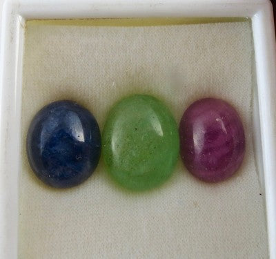 Certified 20mm 90 Ct Natural Rubies Emerald Blue Sapphire Cabochon Oval Gemstone