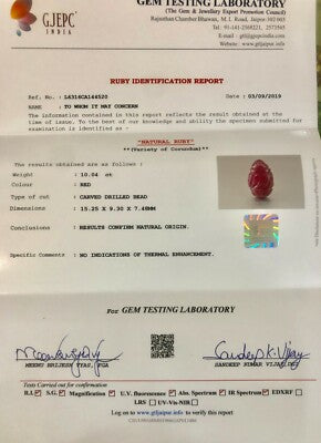 Certified Natural Ruby 20.21 Ct Engraved Drop Pair Loose Gemstone Earrings