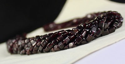 Natural Garnet Square Beads 12 L Red 1670 Ct Gemstone Sterling Silver Necklace