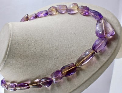 Certified Ametrine Faceted 778 Ct Cabochon Gemstone Beads Necklace