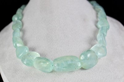 Certified Natural Blue Aquamarine Nugget Beads 1236 Ct Loose Gemstone Necklace
