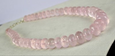 Faceted Rose Quartz Beads Necklace 1125 Ct Pink Gemstone Sterling Silver