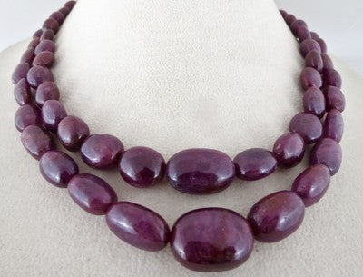 Certified Ruby Beads Cabochon 720ct Red Gemstone Necklace For Women