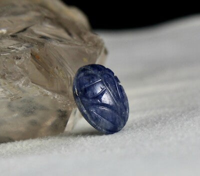 Certified Natural Unheated Blue Sapphire Carved Oval Gem 16.63ct Ring Pendant