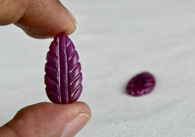Natural Untreated Ruby 55 Ct Carved Leaves 4 Pc Loose Gemstone Earring