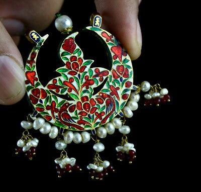 Certified Estate Antique Jadau Yellow Sapphire 122.7ct Pearl 22k Gold Pendant