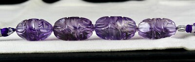 Natural Amethyst 238ct Carved Beads 4 Pcs Gemstone Designing Jewels
