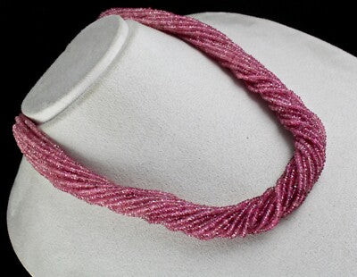 Certified Natural Pink Tourmaline 687 Ct Beads Faceted Sterling Silver Necklace