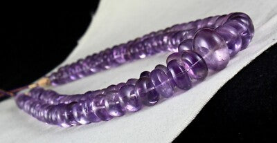 Certified Natural Amethyst 23mm Beads Necklace 1252 Ct Purple Gemstone For Women