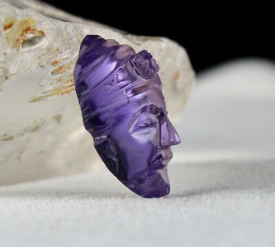 Natural Amethyst Carving Face Cabochon 15.32ct Gemstone Pendant Design