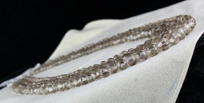 Antique Natural Smoky Quartz Carved Melon Beads Necklace 735 Ct Gemstone