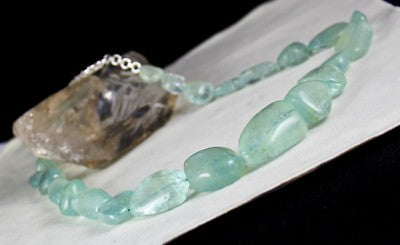 Certified Natural Blue Aquamarine Nugget Beads 1236 Ct Loose Gemstone Necklace