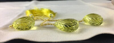 Natural Green Gold Lemon Quartz Carved Drops 153 Cts Earring Pendant Stone