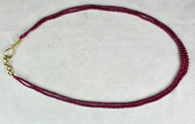 Natural Untreated Ruby Beads Round 120ct 2 Line Gemstone Ladies Necklace