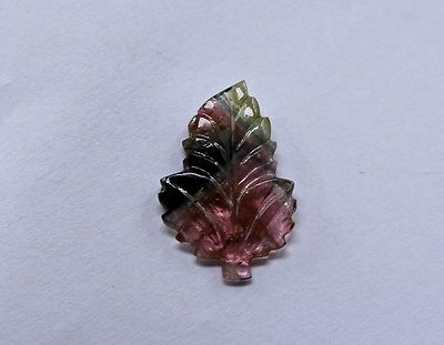 27x18 Mm Multi Tourmaline 10.68ct Carved Leaf Gemstone Ring Pendant