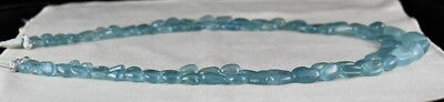 Certified Natural Blue Aquamarine 559 Ct Bead Necklace Tumble Gemstone String 2l
