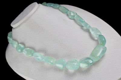 Certified Natural Blue Aquamarine Nugget Beads 1236 Ct Loose Gemstone Necklace