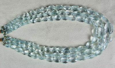 Certified Natural Aquamarine 914 Ct Faceted Tumble Beads Blue Necklace