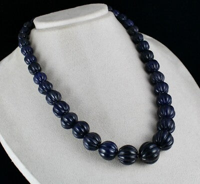 Natural Blue Jade Carved Round Gemstone 785 Ct Sterling Silver Necklace