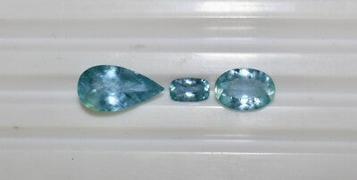 Certified Natural Blue Aquamarine 3 Pcs 10.12 Ct Loose Gemstone For Ring Pendant