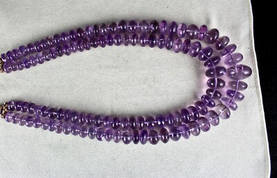 Certified Natural Amethyst 23mm Beads Necklace 1252 Ct Purple Gemstone For Women