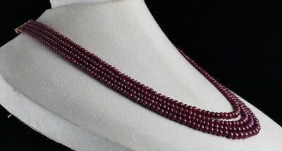 Certified Natural Ruby 439 Ct Round Beads Gemstone Necklace For Women