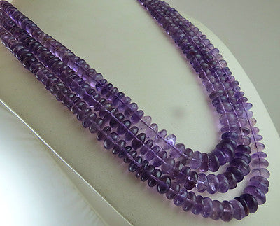 Natural Amethyst Beads Fancy Round 13mm 1008 Ct Sterling Silver Necklace