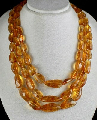 Certified Natural Yellow Citrine 1266 Ct Faceted Golden Necklace Beads Tumble
