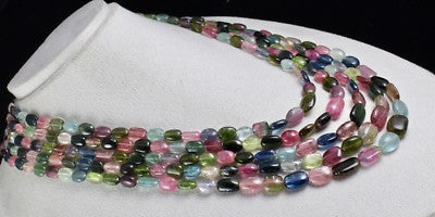 Certified Natural Multi Tourmaline Aquamarine Necklace 941 Ct Gem Beaded Party