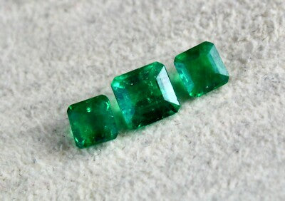 Certified Natural Emerald Octagon Cut 3 Pcs 1.28 Ct Sterling Silver Ring Pendant